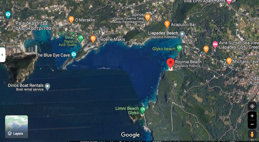 Rovinia Beach Google Maps Image
